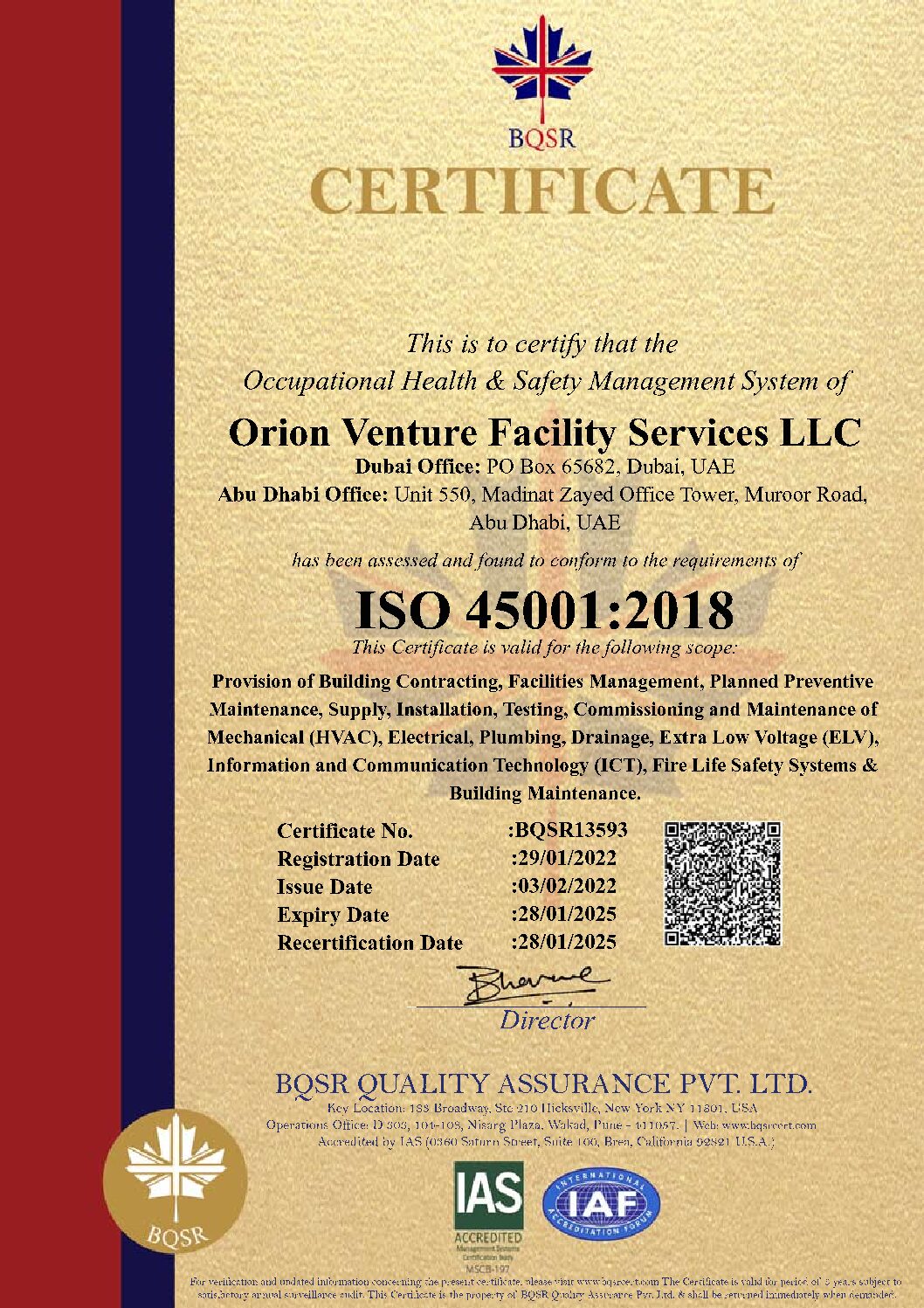 45001Orion Venture Facility Services LLC